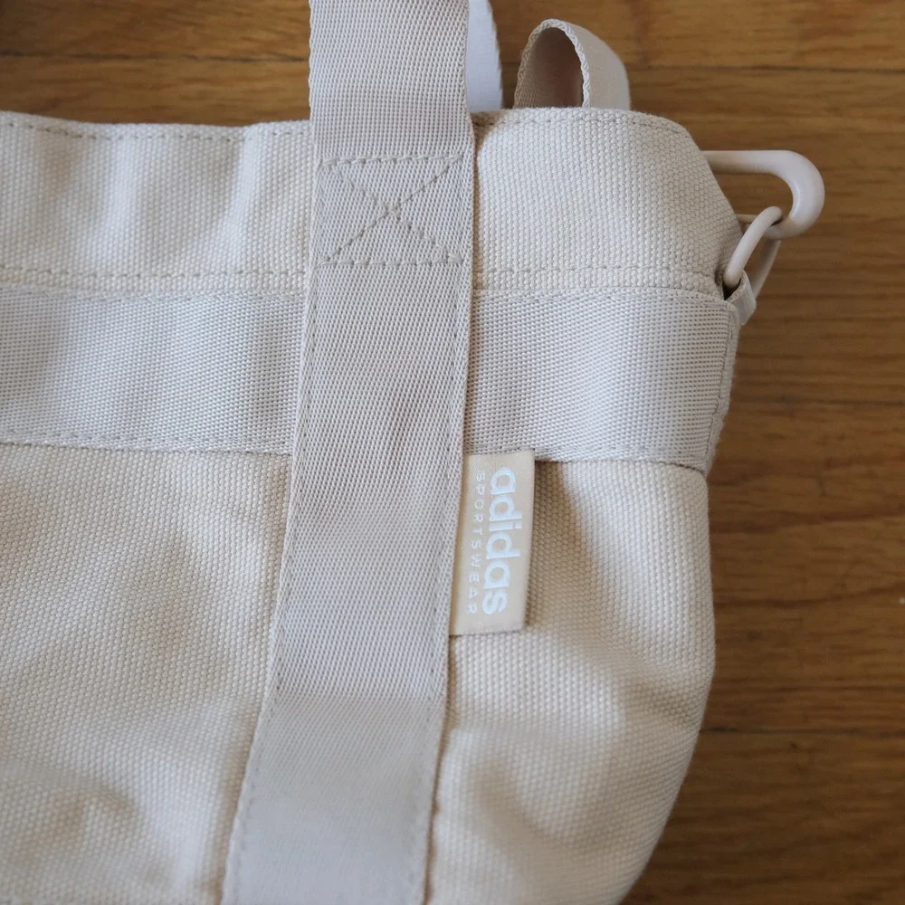 Adidas Mini Tote Bag Womens Beige Canvas Crossbody Y2K Vintage Sport OS